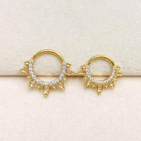 F136 anillos de titanio para la nariz, pendientes de aro de circonita para mujer, juego de joyería para Piercing de cartílago, hélice Daith Tragus Clicker - details 2