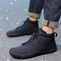 Zapatos descalzos con punta ancha para mujer y hombre, calzado minimalista forrado de piel, suela cero caída, botas de nieve cálidas para caminar al aire libre, Invierno - details 16