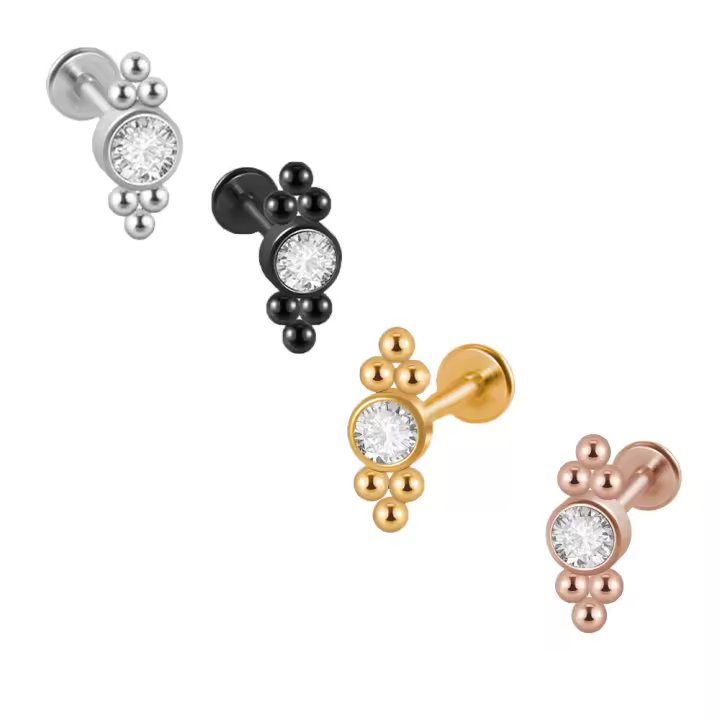 Pendiente de gota de acero quirúrgico para mujer, Piercing de hélice Tragus, pendiente de cadena de perca de oreja, pendiente de cartílago de lóbulo Rook, bola larga, lustre, 1Pc - 1