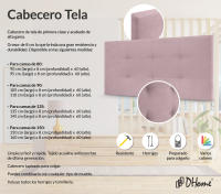 DHOME Cabecero Capitone Tapizado Polipiel o Tela Acualine con 8cm de Grosor Cabezales de Cama Acolchado Capitoné Cabeceros de Cama (Salmón Tela) - details 1