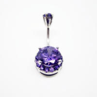 Anillo de circonia cúbica para mujer, piercing para el ombligo, 14g, color plateado, flor, 1 unidad - details 2