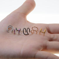 Pendiente de acero inoxidable para hombre y mujer, anillo de cartílago falso sin perforación, joyería corporal, piercing de hélice falsa, 2 piezas, 16g - details 5