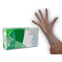 Sanyc Guantes de vinilo sin polvo para examen, limpieza, manipulación de alimentos. Transparente. Caja de 100 Unidades. Tallas S, M, L - details 0