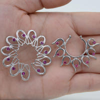 1 par de piercing falso de tamaño ajustable, anillo de acero inoxidable, escudo, joyería corporal, joyería para mujer - details 4