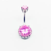 Anillo de circonia cúbica para mujer, piercing para el ombligo, 14g, color plateado, flor, 1 unidad - details 4