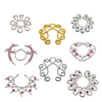 1 par de piercing falso de tamaño ajustable, anillo de acero inoxidable, escudo, joyería corporal, joyería para mujer - details 1