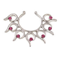 1 par de piercing falso de tamaño ajustable, anillo de acero inoxidable, escudo, joyería corporal, joyería para mujer - details 10