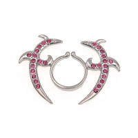 1 par de piercing falso de tamaño ajustable, anillo de acero inoxidable, escudo, joyería corporal, joyería para mujer - details 11