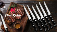 Steak Knives Set Cutlery Set 6/8 Pcs Full Tang Stainless Steel Sharp Serrated Dinner Knives Set Dishwasher Safe for Meat Bread - details 0
