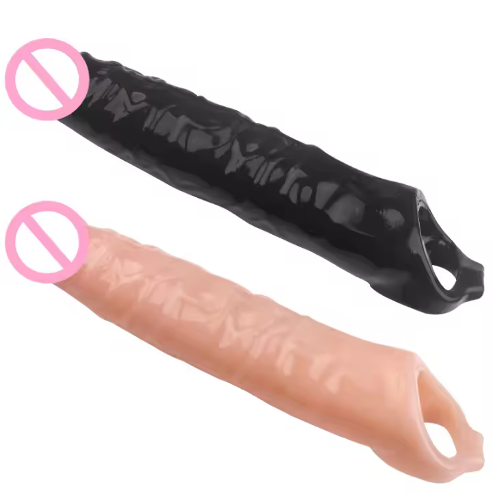 Funda de extensión de pene con anillos para testículos, extensión de puño para hombres, funda suave para extensión, aplicador de agrandamiento de pene elástico seguro para el cuerpo para hombres y parejas - 1
