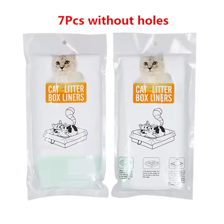 Bolsa de arena para gatos, bolsa de arena gruesa con diseño de cordón oculto, gran capacidad, suministros de limpieza para mascotas, 7 unidades por juego - 1
