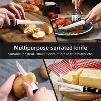 Steak Knives Set Cutlery Set 6/8 Pcs Full Tang Stainless Steel Sharp Serrated Dinner Knives Set Dishwasher Safe for Meat Bread - details 5
