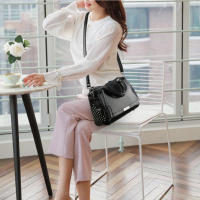 Bolso Vintage de cuero PU para Mujer, bandolera de hombro con remaches, de diseñador, de lujo, con almohada - details 5