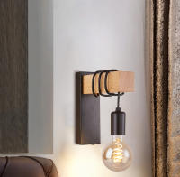 Lámpara de pared LED de madera Retro, accesorio de iluminación Industrial para Loft nocturno, decoración de mesita de noche para habitación, baño y restaurante, E27, 220V, 110V - details 0