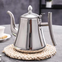 Tetera gruesa de acero inoxidable de 1L, tetera dorada y plateada con infusor, cafetera, cocina de inducción, hervidor de agua - details 3