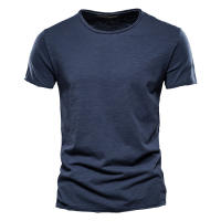 Camiseta para Hombres AIOPESON 100% Algodón Suave Fitness Verano Delgada Ropa de Casa Cuello Redondo Manga Corta Camiseta Sólida para Hombres - details 14