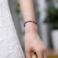 Pulseras hechas a mano de turmalina de Plata de Ley 925 con piedra Natural de 4 mm para mujer, regalo y joyería para fiesta, brazaletes de amatista - details 1