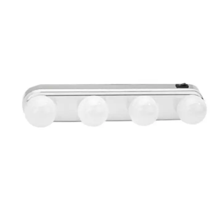 Luz de espejo de maquillaje de 4 bombillas, faro instalado, conveniente ventosa, lámpara de maquillaje, luz de espejo LED, regalo alimentado por batería - 1
