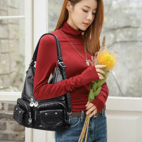 Bolso de mano informal de cuero lavado para mujer, bolso de hombro grande, bolso cruzado de cuero Vintage para mujer - details 1