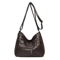 Bolso de hombro Vintage para mujer, bandolera de cuero PU lavado, multifunción, gran capacidad - details 7