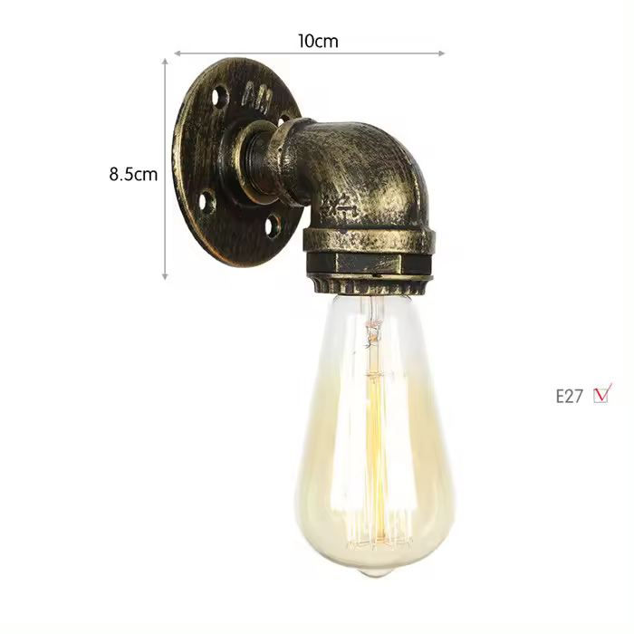 Candelabro de pared de tubería de agua Industrial Steampunk Vintage E27 Edison, lámpara de pared rústica para pasillo, cafetería, Bar, hogar, óxido - 1