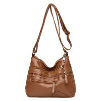 Bolso de hombro Vintage para mujer, bandolera de cuero PU lavado, multifunción, gran capacidad - details 12
