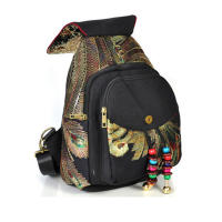 Mochila de lentejuelas de gran capacidad para mujer, bolso de lujo con bordado de pavo real, informal, de viaje - details 7