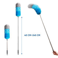 Plumero de plumas de microfibra con poste extensible, plumero telescópico de 96 "para limpieza, cabezal flexible, plumero lavable - details 5