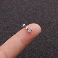 Pendiente de circonia cúbica curvada para el cartílago, pendiente de acero inoxidable, 20g, 1 unidad - details 15