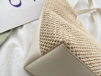Bolso de paja tejido de gran capacidad para mujer, bolsa de mimbre hecha a mano, bolso de playa, bolso de hombro de paja para vacaciones - details 22