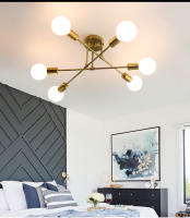 Lámpara de techo moderna para el hogar, candelabro de hierro minimalista con personalidad, iluminación LED creativa para dormitorio, baño, oro y negro, E27 - details 3