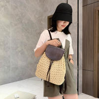 Mochila de Viaje para Mujer en Punto de Crochet con Diseño Boho Estilo Hueco Alhombrado para Hombro y Espalda Ideal para Playa y Verano - details 0
