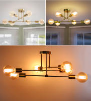 Lámpara de techo moderna para el hogar, candelabro de hierro minimalista con personalidad, iluminación LED creativa para dormitorio, baño, oro y negro, E27 - details 5
