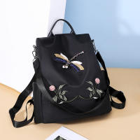 Mochila con bordado de moda para mujer, bolsa de viaje Oxford impermeable de gran capacidad, mochila multifunción para ordenador portátil - details 8