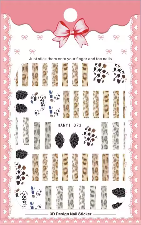 Pegatinas de Uñas con Diseño de Zebra Leopardo Alfabeto Patrón Para Arte de Uñas Decoración de Manicura DIY - 1