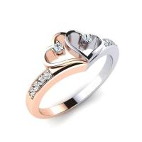 Anillo elegante de plata de ley 925 sortija de dos colores con piedras preciosas naturales corazón de zafiro blanco joyería fina de compromiso de boda nupcial - details 2