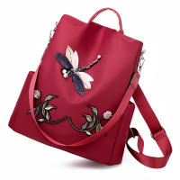 Mochila con bordado de moda para mujer, bolsa de viaje Oxford impermeable de gran capacidad, mochila multifunción para ordenador portátil - details 16