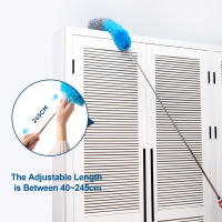 Plumero de plumas de microfibra con poste extensible, plumero telescópico de 96 "para limpieza, cabezal flexible, plumero lavable - details 0