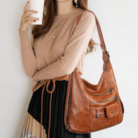 Bolsos de Hombro de Cuero PU Suave de Lujo Multi Bolsillos para Mujeres Bolsa Tote Europea de Gran Capacidad para Compras Bolsa Cruzada Hobo - details 5