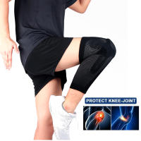 Rodillera deportiva para alargar las piernas, tejido transpirable, compresión antideslizante, engrosado soporte con anillo de silicona, 1 par - details 2