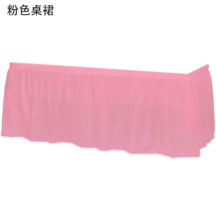 Mantel Desechable de Plástico para Decoración de Fiestas Bodas Festivales 6 Colores Jupe de Mesa de Cumpleaños y Aniversario Fabricado en China - 1