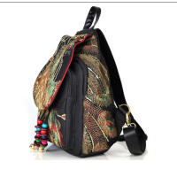 Mochila de lentejuelas de gran capacidad para mujer, bolso de lujo con bordado de pavo real, informal, de viaje - details 6