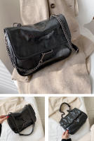 Bolso cruzado de cuero PU para mujer, Cartera de hombro, bolso de mano, bandolera con cadena, bolsillo negro - details 13