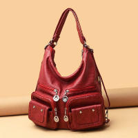 Bolso de mano informal de cuero lavado para mujer, bolso de hombro grande, bolso cruzado de cuero Vintage para mujer - details 3