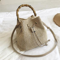 Bolso de paja con cordón para mujer, tejida a mano bandolera de hombro, monedero de compras, bolsos de playa, Verano - details 4