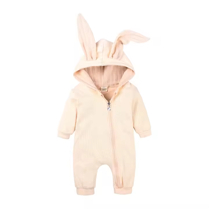 Peleles de invierno para bebés, ropa para recién nacidos, mono con capucha de oreja de conejo, disfraz infantil de lana gruesa, pelele para niños y niñas, PIJAMAS - 1