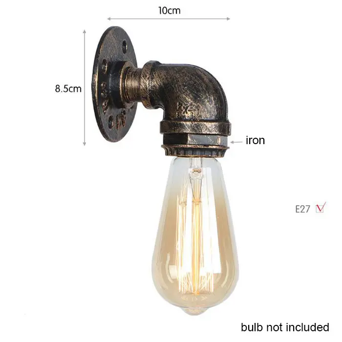 Luz de pared Industrial para Loft, lámpara Retro de tubería de agua de hierro oxidado, candelabro Vintage E27, accesorios de iluminación para el hogar, Lustres de Luz - 1