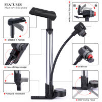 120psi Bicycle Floor Standing Pump Presta Schrader Dual Valve Conversion MTB Road Bike Mini Portable Tire Pump Inflator - details 2