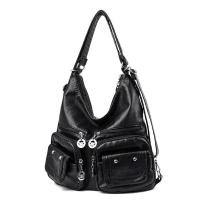 Bolso de mano informal de cuero lavado para mujer, bolso de hombro grande, bolso cruzado de cuero Vintage para mujer - details 7