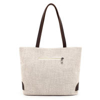 Bolso de mano de lona informal para mujer, bolsa de hombro de gran capacidad, ligera, de compras, de algodón y lino, con asa, de viaje, Hobo - details 12